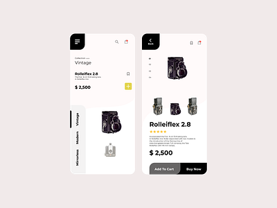 Rolleiflex 2 8 app camera figma mobile app design photography product page ui ux vintage website