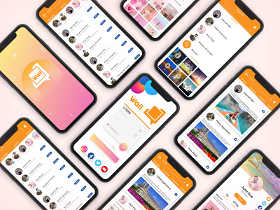 The Wall | All in one Social Media App application behance branding branding design colorful design designinpiration digital elegant facebook funcky instagram mobile ui social social media twitter ui uidesign uiux ux