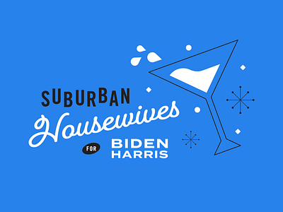 Suburban Housewives blue branding condensed droplet drops martini mid century mid century modern midcentury minimal political retro script typography