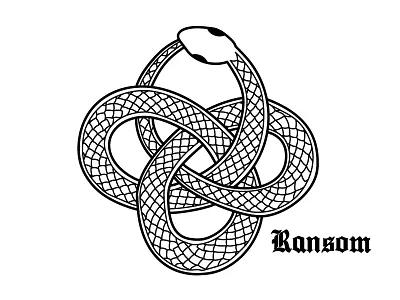 Ransom Graphics Package Detail - Ouroboros blackandwhite branding crossfit design graphic design graphicspackage hand drawn illustration knot ouroboros snake tshirt vector