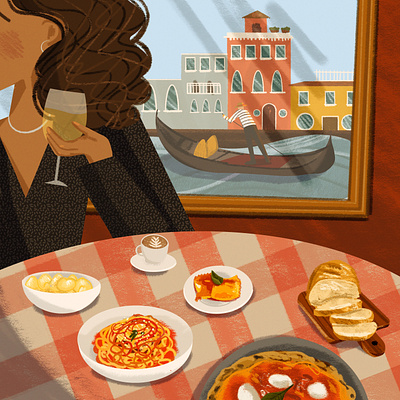 Eating in Italy childrens book illustration drawing challenge editorial illustration food illustration instagram post italy vacation