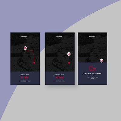 Delivery Status Display on a food app app art branding design illustration illustrator ui ux web website