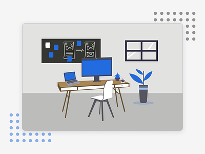 Designing From Home Illustration design illustration plants technology vector work from home