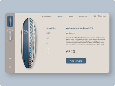 Daily UI 012 - E-Commerce Store daily ui daily ui challenge ecommerce business ecommerce shop surfboard surfing ui challenge ui design uiux web ui