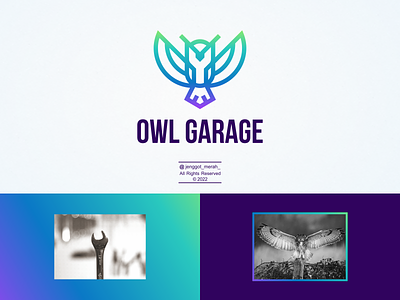 Owl Garage Line Art logo idea animal art bird design garage geometric icon illustration line line art logo mascot modern nature owl symbol tool vector workshop