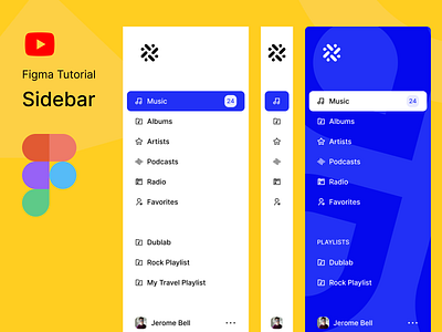 Figma YouTube Tutorial : Sidebar figma sidebar ui