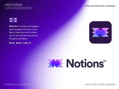 Notions Task Manager - Logo ReDesign app brand identity design creative logo focus layers lettermark management manager monogram n logo note notions productivity service spark task tool visual identity design work