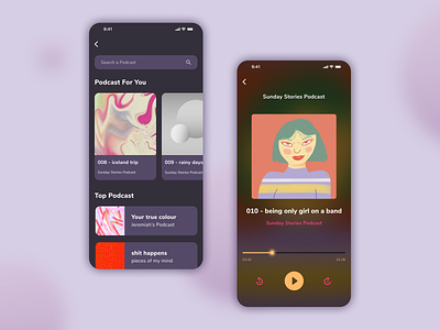 Podcast Apps Exploration app artwork audiobook dark theme design design app illustration interface mobile mobileapp music music app podcast podcast app podcasts ui uidesign uiux ux vector