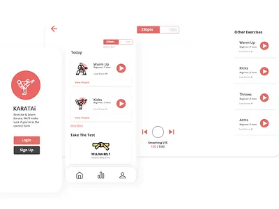 KARATAI Web App app design app ui exercising app karate minimal ui red ui ui ux website wep app