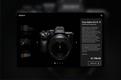 SONY a7s III - ecommerce design dribbble dribbbleshot e commerce ecommerce minimal ui uiux ux uxdesign uxui webdesign website design