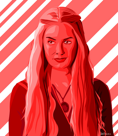 Monochromatic Vector art of Cersei Lannister design game of thrones illustration potrait vector illustration vectorart