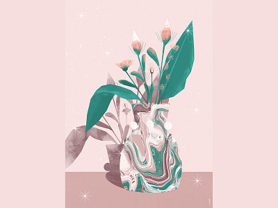 Flowers and vase art artwork flowers illustration jungle tropical