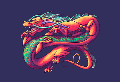 Dragon - Collab with David Soto claws colorful dragon dragons dragonscales illustration illustrations legend mythical mythical creature procreate texture