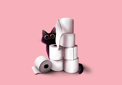 All the TP just for me! cat design illustration ipad pro kitty kitty illustration procreate sketch texture texture brushes tp