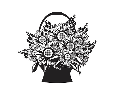 Sunflower Greeting Card Letterpress Plate Design basket flower illustration flowers graphicdesign letterpress printing printing press sunflower