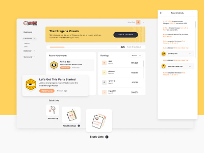 Language Learning - Dashboard dashboad design education gamification illustration japanese language app learning ranking ui user experience user interface ux website