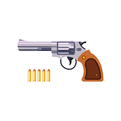 Revolver cartridge case cartridges design flat illustration metal pistol vector weapon