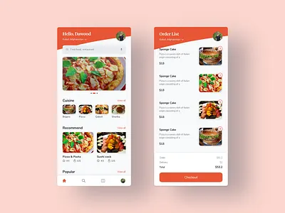 Food App UI food list
