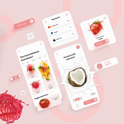 Fruit Drinks App creative design designer drink fruit mobile payment template ui ui ux ui design uidesign uiux ux ux ui ux design uxdesign uxui