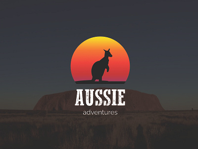 AUSSIE adventure adventures affinity affinitydesigner aussie australia dailylogochallenge design kangaroo kangaroo logo kangoo logo shadow sun sunny sunset vector