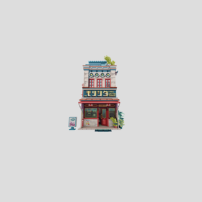 "MoriShita" Typewriter Shop 3d pixel voxel voxelart watercolor