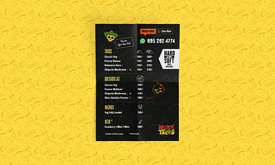 Menu Design for bullseye tacos. brand design branding design flat icon illustration illustrator logo typography vector