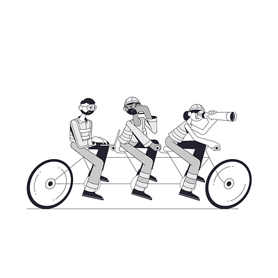 Phi | Illustrations 2d animation bicycle character collaboration corporate data design flat gif illustration livedata people plan project project management team vector