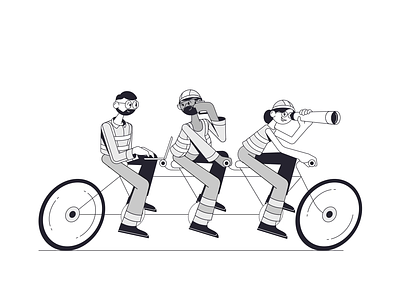 Phi | Illustrations 2d animation bicycle character collaboration corporate data design flat gif illustration livedata people plan project project management team vector