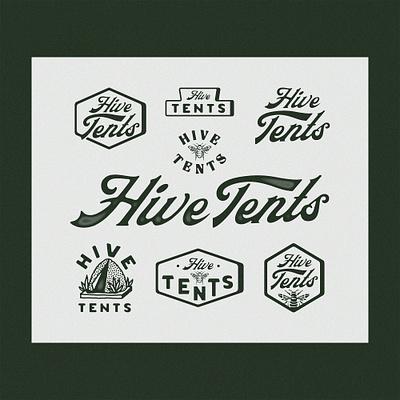 Hive Tents Branding badge design branding handdrawn lettering logo typography vintage