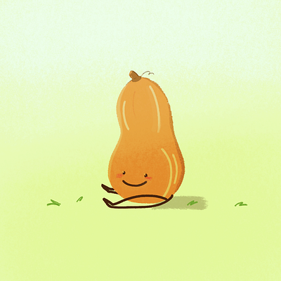 Sqwarsh autumn butternut squash character drawing fall gourd illustration procreate vegetable