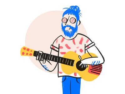 Hipster David character guitar handdrawn hipster illustration manbun music sermon