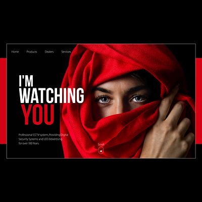 I'm watching you art banner banner design cctv cctv camera design eye eyes hand interface minimal mockup design scroll ui ux watching web website you