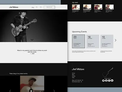 Joel Watson Dribbble Shot 2 design desktop illustration musician portfolio design ui ui design ux website design