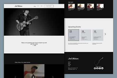 Joel Watson Dribbble Shot 2 design desktop illustration musician portfolio design ui ui design ux website design