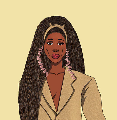 Aweng braids illustration portrait illustration