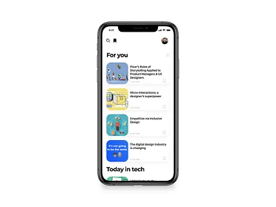Curated for you - Daily UI app curated dailyui design flat minimal news app newsfeed ui ux