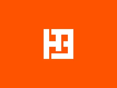 H.E.T. Monogram building construction geometric h icon initials logo minimal monogram orange solid