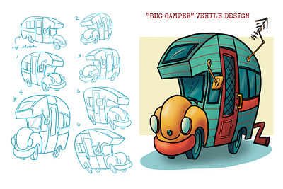 BUG CAMPER VIS DEV 2020 cartoon illustration prop design rubberhose visual development