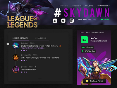 League of Legends Social Profile Redesign league of legends leagueoflegends lol ui uidesign ux uxdesign