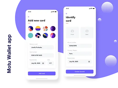 Motu Wallet app add balance bill card cards clean creative design design app designer finance app home identify ui ui design ui kit ux design