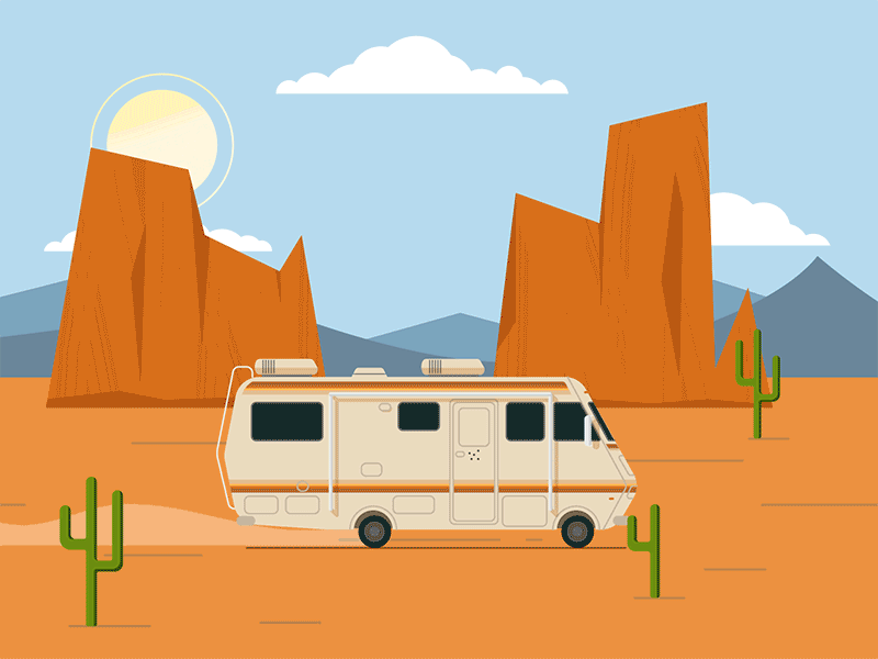 Breaking Bad RV 2d animation breaking bad car desert fake3d gif illustration rv
