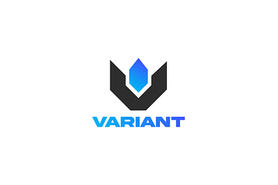 Variant Concept Logo blue blue and white branding dribbble best shot flat geometric icon logo minimal modern v logo variant vector vibrant