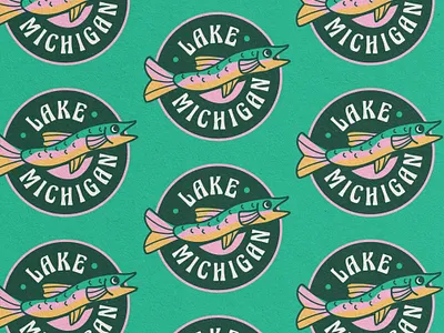 Lake Trout badge bass fish fishing illustration lake lake michigan logo merch midwest nature outdoors simple t shirt trout vector