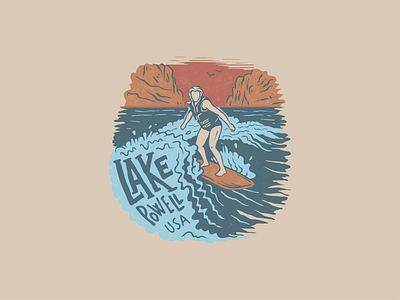 Powell Illustration action illustration lake sports surf wakeboard water water sports