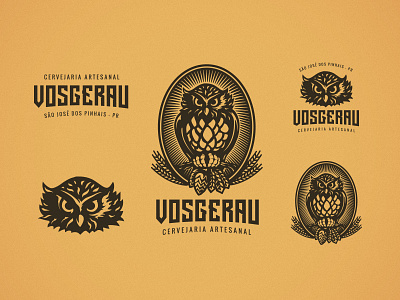 VOSGERAU BREWING badge beer beer art beer branding brand branding brewery brewery logo brewing brewing company emblem graphics identity illustration illustrator logo logo design owls vector