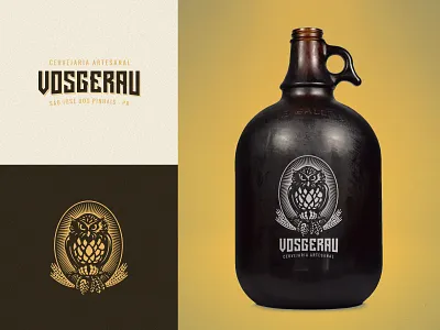VOSGERAU BREWING badge beer beer art beer branding brand branding brewery brewery logo brewing brewing company emblem graphics identity illustration logo logo design owl vector
