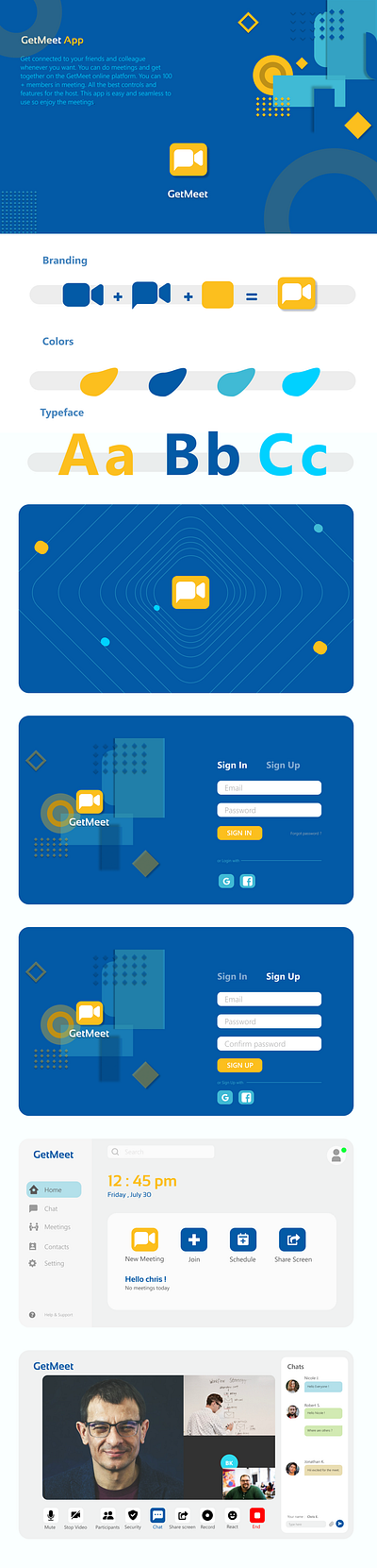 GetMeet : Recreated Video calling UI Design