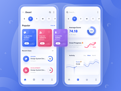 Online Course App 2d 3d app branding chart clean course dashboard design flat glass gradient ios mobile online ui uidesign uiux uiuxdesign uxdesign