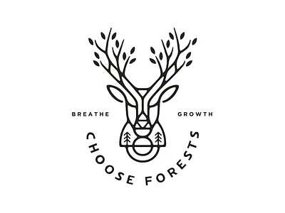 Choose Forests Badge Design australia badge black branding deer deer head deer illustration deer logo design forest forest logo forests icon illustration illustrator logo nature