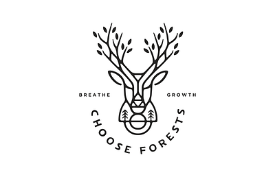 Choose Forests Badge Design australia badge black branding deer deer head deer illustration deer logo design forest forest logo forests icon illustration illustrator logo nature